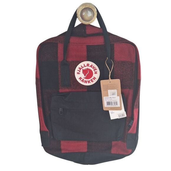 NWT Fjallraven Kanken Backpack Red Black Plaid Re-Wool Unisex main image 8